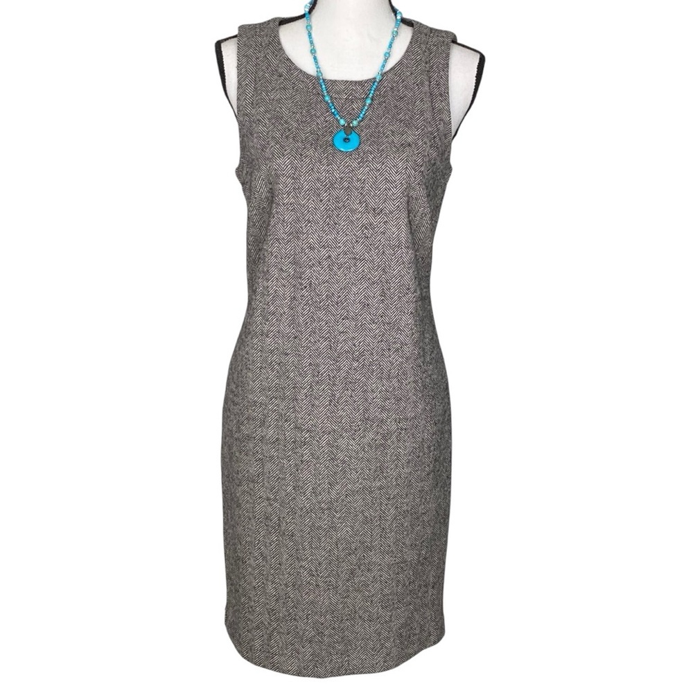 ISDA & CO Wool blend Sleeveless Herringbone Sheath Dress Size 6